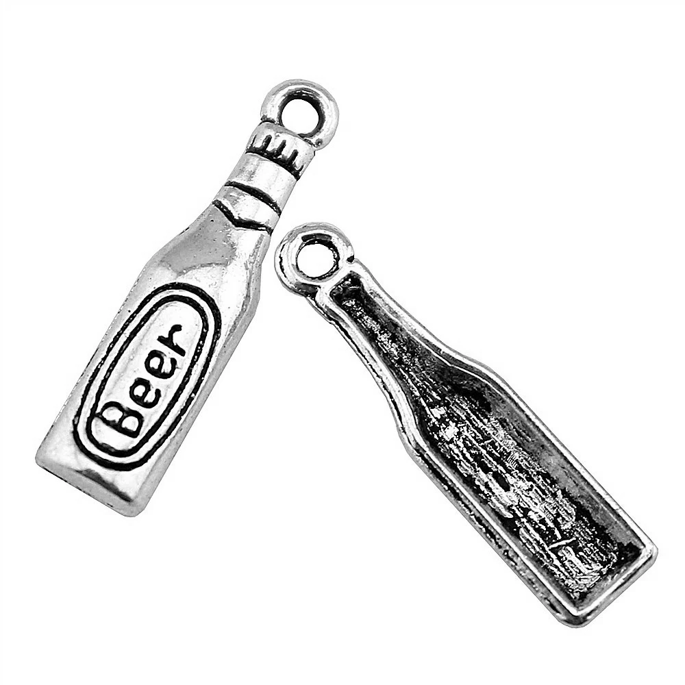 

WYSIWYG 20pcs 24x6mm Bottle Beer Charm Pendants For Jewelry Making Antique Silver Color Beer Bottle Pendants Charm Beer