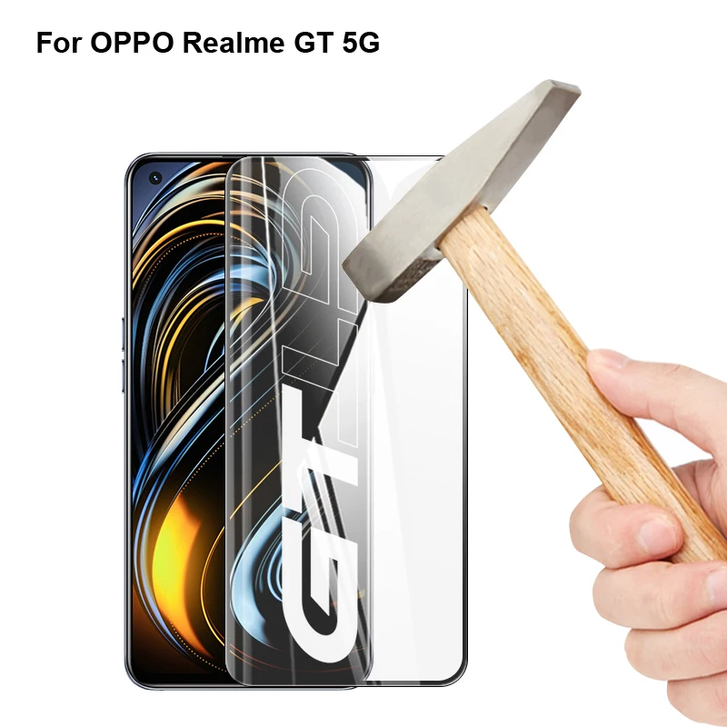 

2pcs 9H Full Cover Screen Protector glass For OPPO Realme GT 5G Full Coverage Protective Tempered Glass For OPPO Real me GT 5G