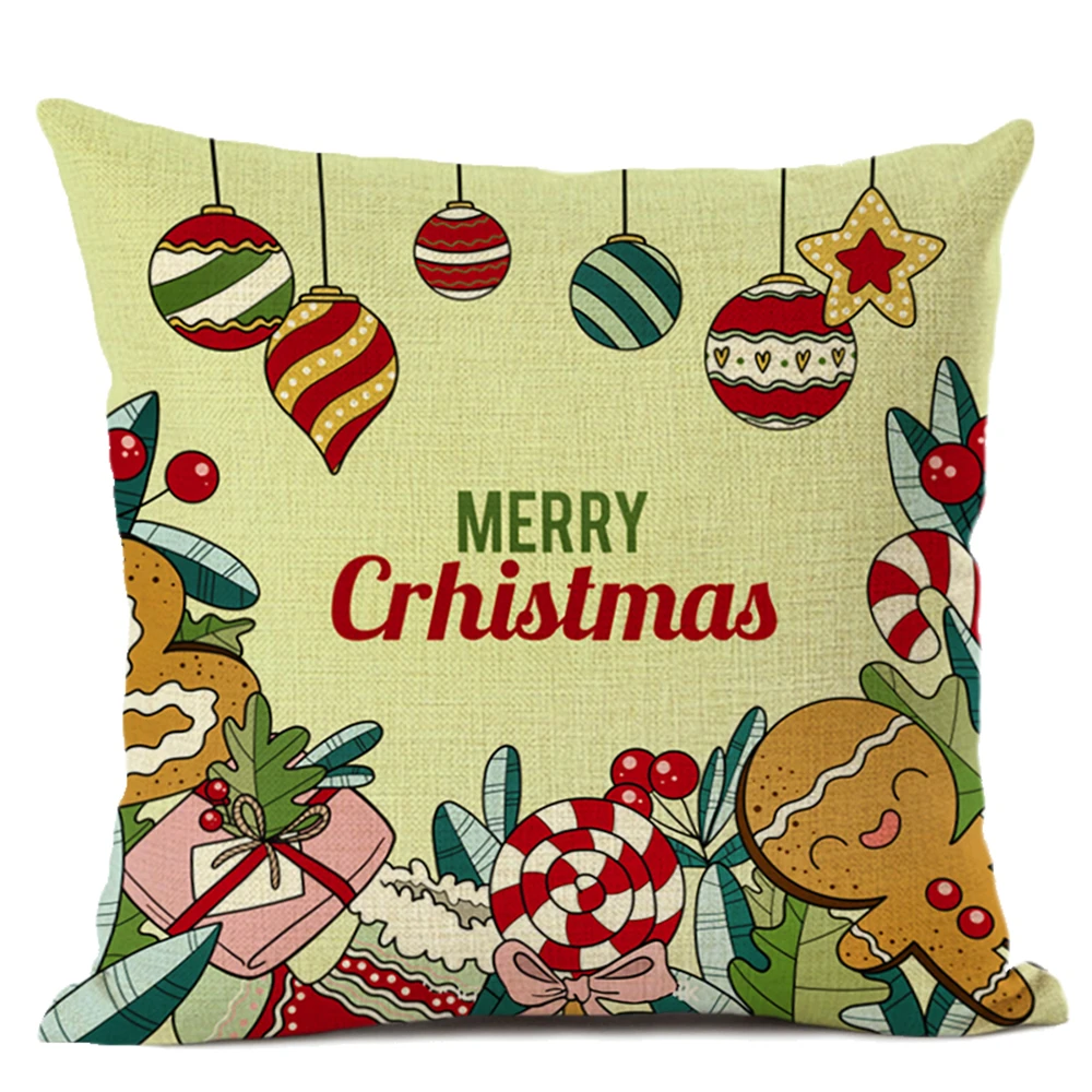 Рождественская Праздничная наволочка 45x45 см льняная квадратная подушка для