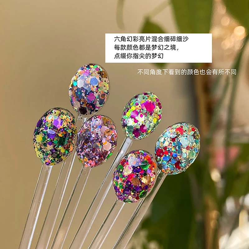 Hexag Holographic Nail Art Sequins Set Laser Colorful Round Ultrathin Glitter Nail Flakes Slices Shining DIY Manicure Decoration