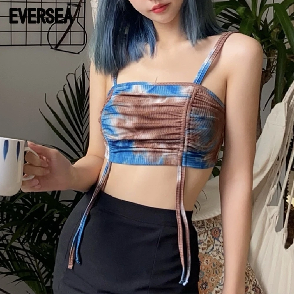 

Eversea Camisole Dye Color Vest Women Cool Fashion Summer Drawstring Vest