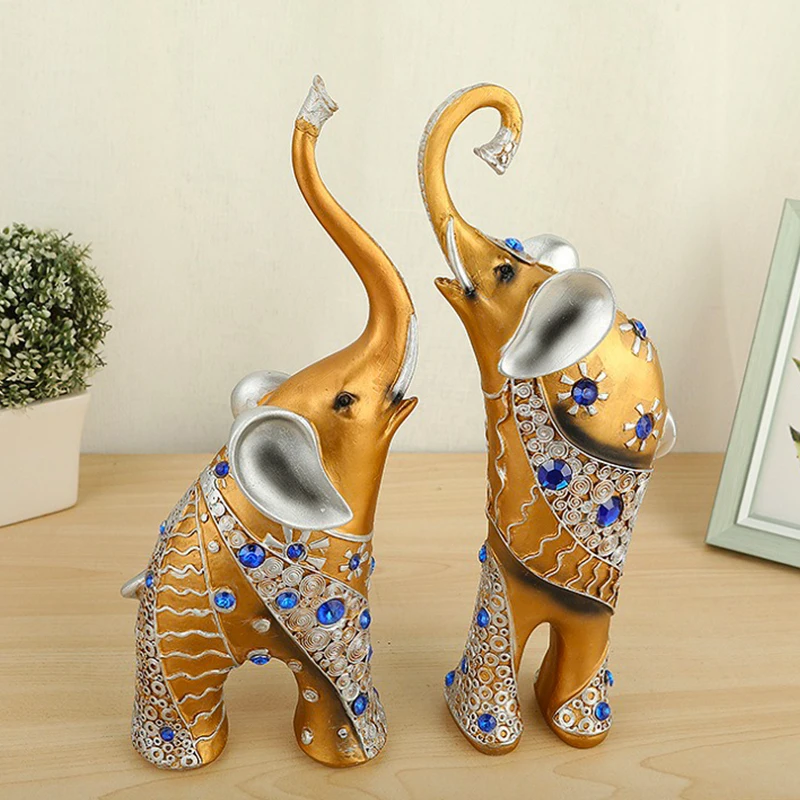 Креативное украшение в виде слона из смолы роскошная скульптура стиле ретро