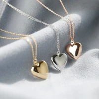 fashion love heart locket pendants for women men openable photo frame glossy metal necklaces family love heart necklace