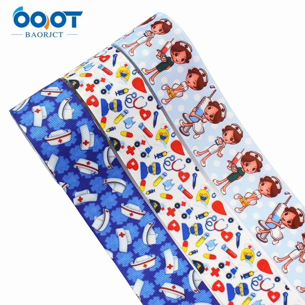 1-1/2 &quot5 ярдов медсестры доктор Печать Grosgrain ленты DIY ручной работы ребенок Бант