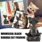 Причудливый черный Будда фигурка кошки медитации Йога Коллекционная Happy декор с кошкой Бытовая Резина настольное украшение орнамент