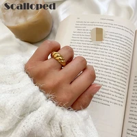 scalloped european vintage exaggerated spiral opening ring fashion french new metal accessories women statement trendy jewelry