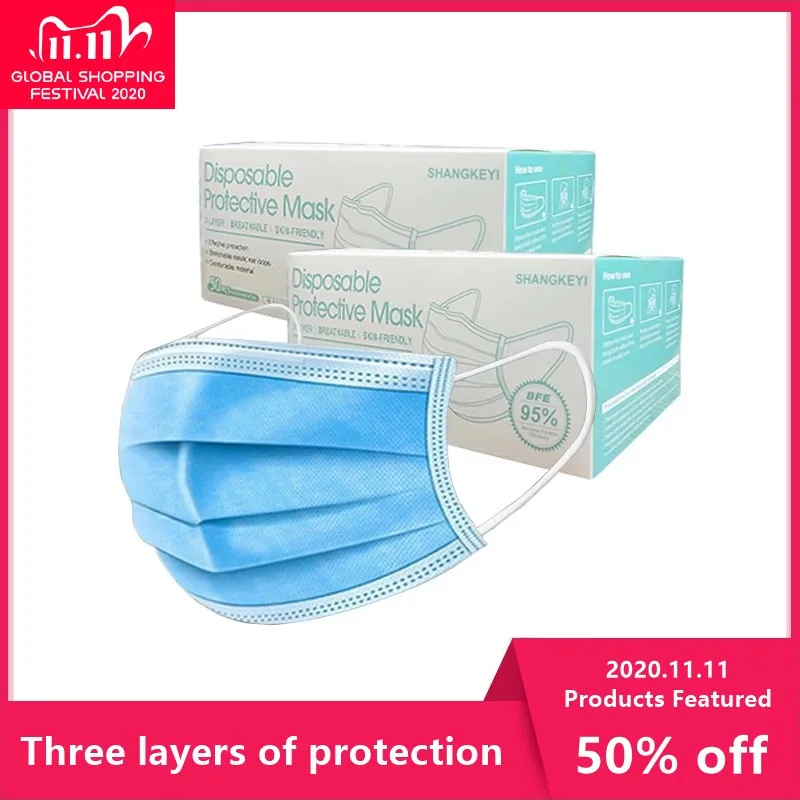 Маска одноразовая трехслойная выдунное из расплава полотно для - Цена: 1774.41