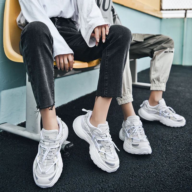 

Brand Running Shoes Men Chunky Sneakers Thick Bottom Platform Vulcanize Shoes Fashion Breathable Casual Shoes for Woman Female