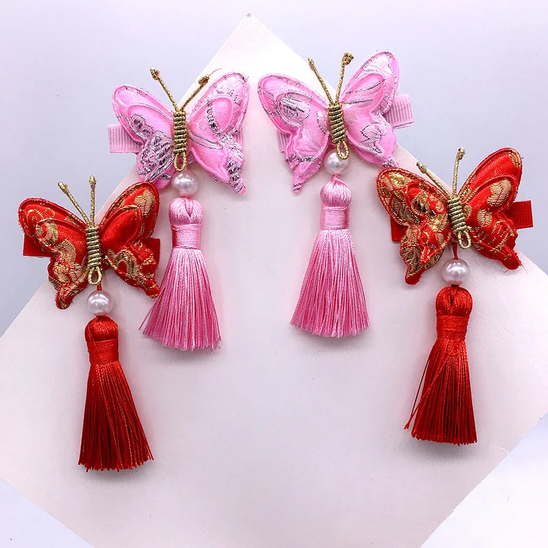 Детская шпилька для волос с бабочкой и кисточкой |