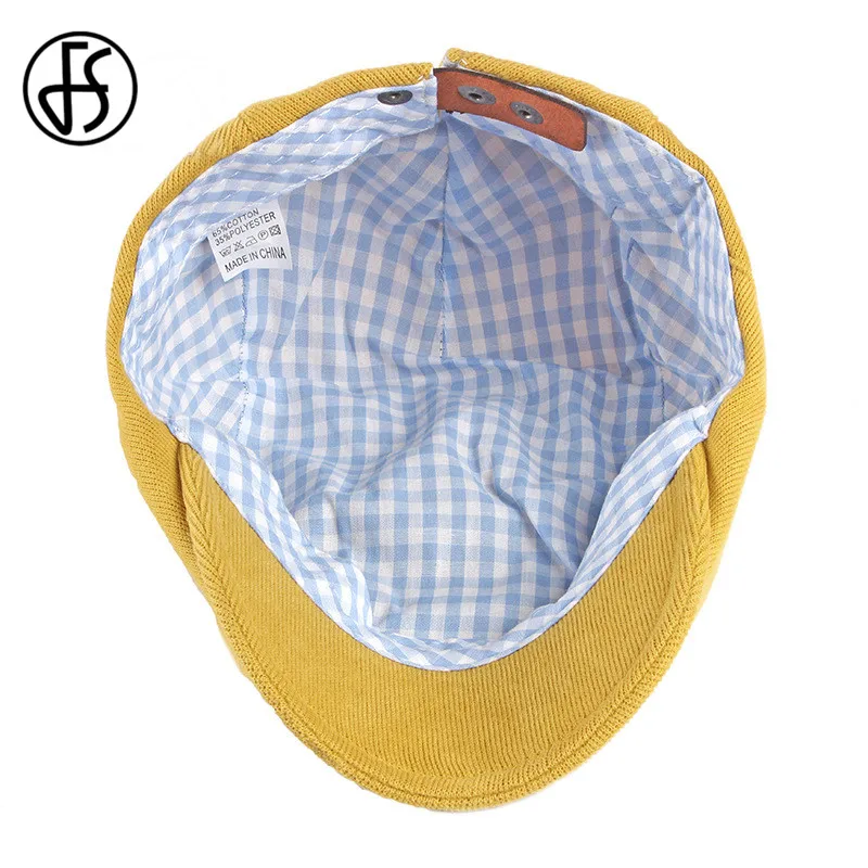 Мужской/женский трикотажный берет FS на плоской подошве в стиле газетчика