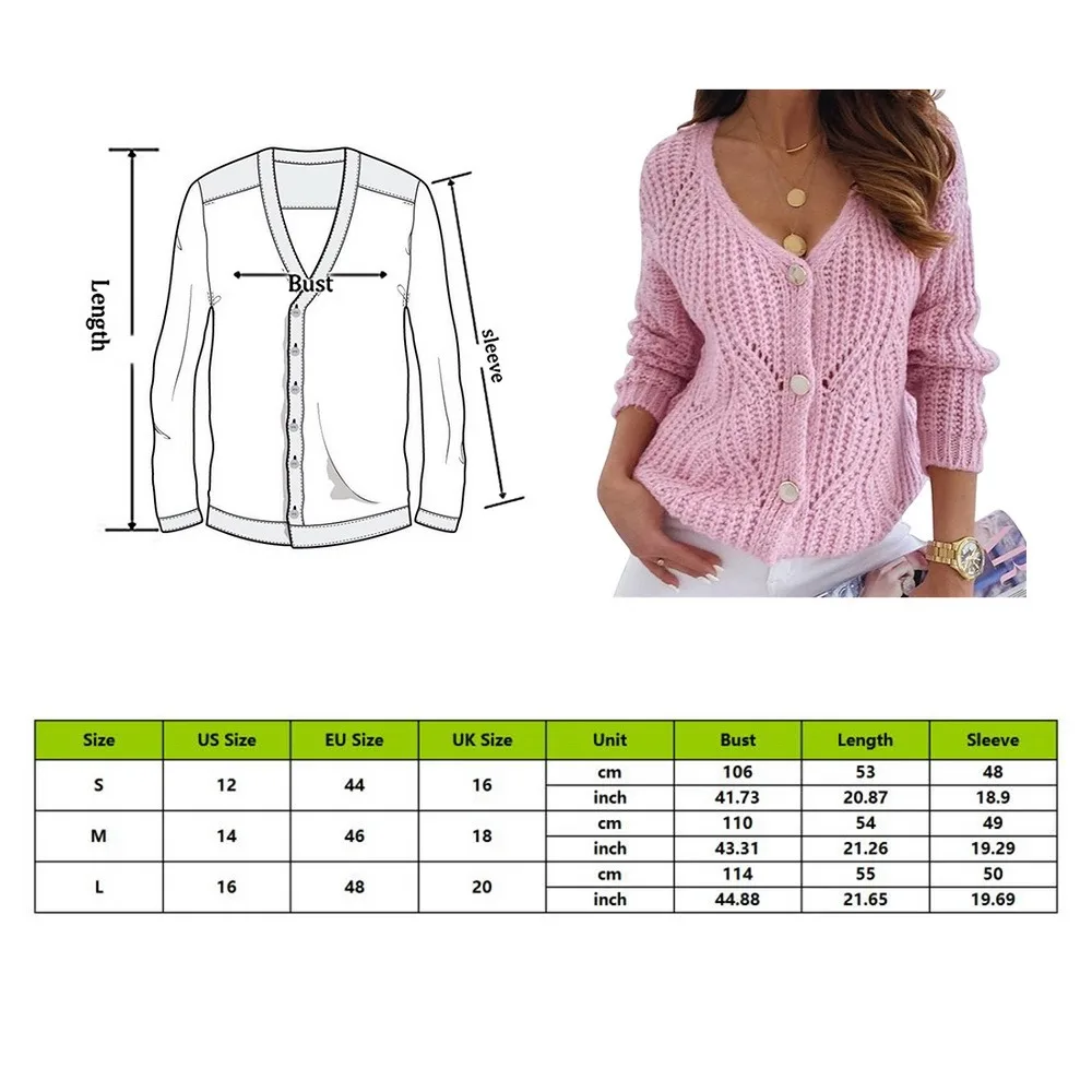 Женский трикотажный кардиган на пуговицах повседневный однотонный свободного