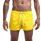 Летние мужские спортивные пляжные дышащие мужские боксеры, шорты для отдыха, модные купальники с лентой, однотонные плавки