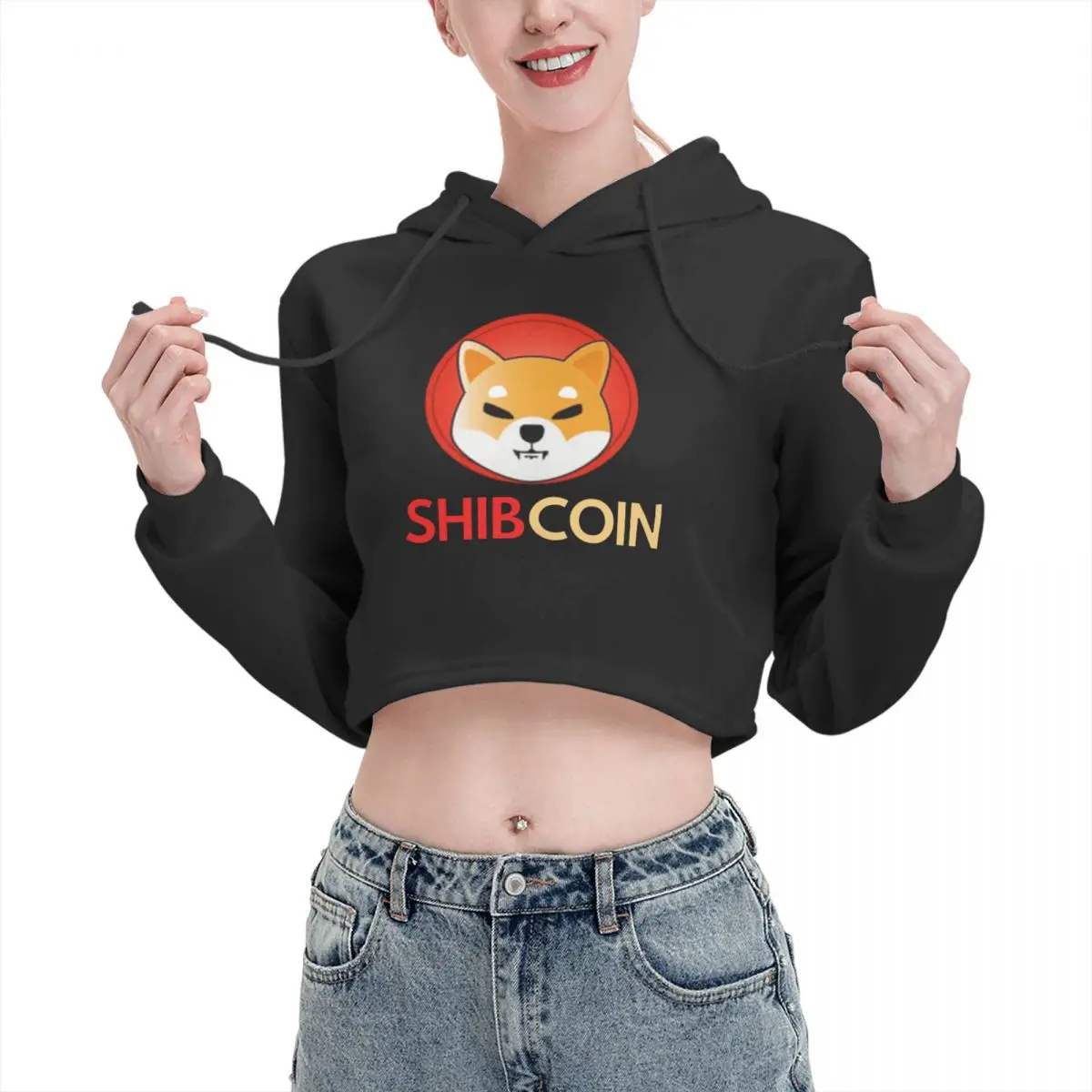

Open navel Cat Ear Hoodie Sweater Shib Coin Shiba Inu Crypto Hooded rope Funny Novelty cute Print Shiba Inu Crypto pullover