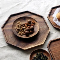 wooden plates dishes storage trays for coffee tea cake food fruit candy saucer dessert dinner bread