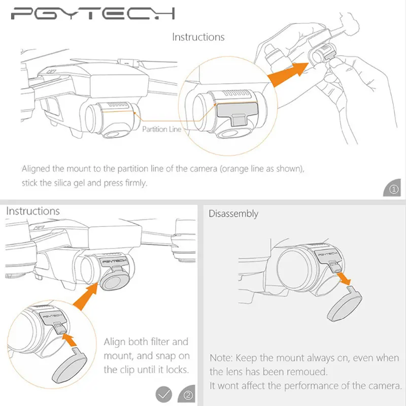 Фильтр для объектива PGYTECH 4 шт./компл. Комплект DJI Spark высокой четкости ND4 ND8 ND16 ND32