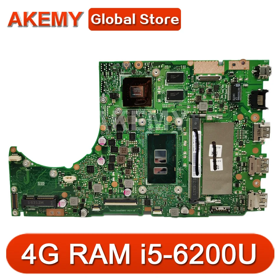 

Материнская плата ноутбука K401UQ 4 ГБ RAM i5-6200U cpu для ASUS K401UB K401U A401U K401UQ K401UQK материнская плата тест материнской платы 100% нормально