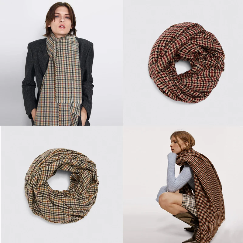 2019 ZA новый клетчатый шарф для женщин осенний и зимний теплый модный мягкий