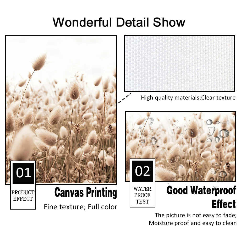 Настенная картина бежевая пляжная трава Сладкая трость песок лиса настенная