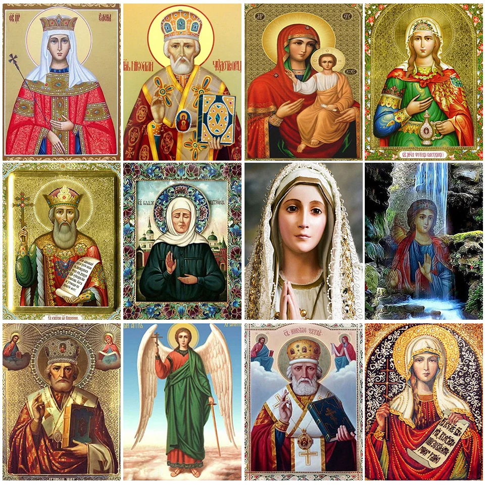 

5D DIY Diamond Painting Religion Icons Cross Stitch Full Drill Square Diamond Embroidery Religious Mosaic Rhinestones Home Decor