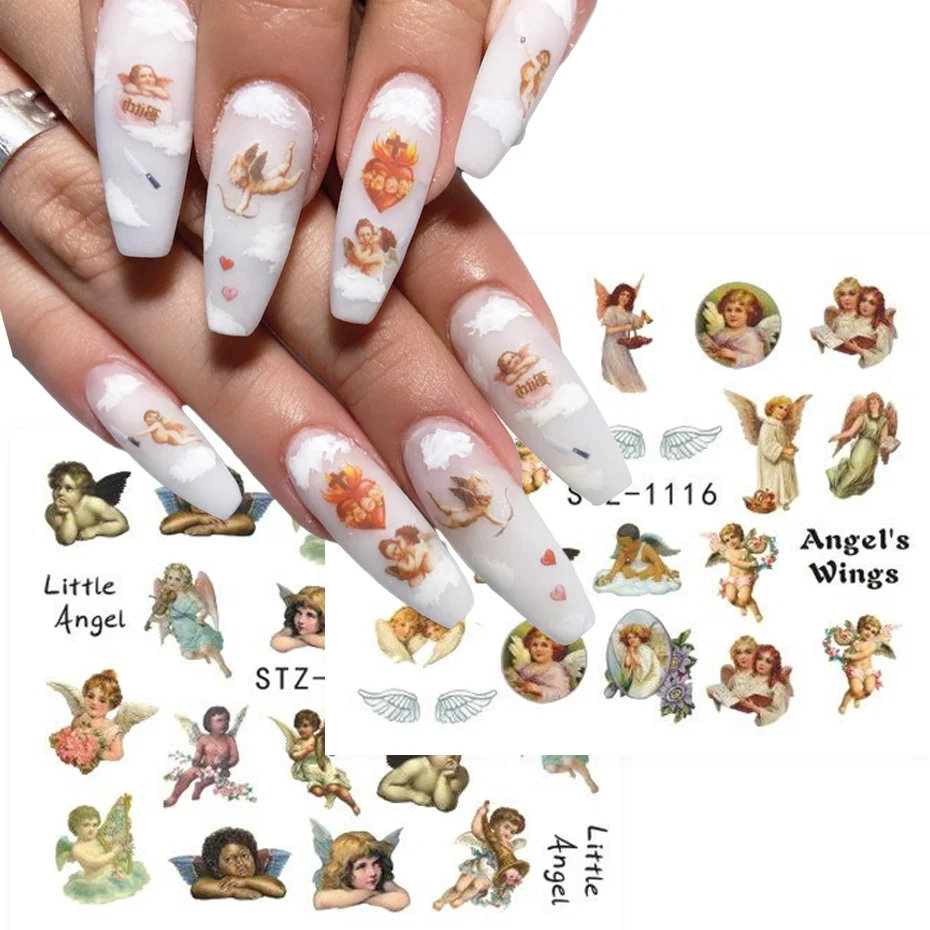 

3PC Angel Cupid Stickers for Nails Decals Cherubs Nail Art Water Sliders Manicure Transfer Wraps Tattoo Decorations