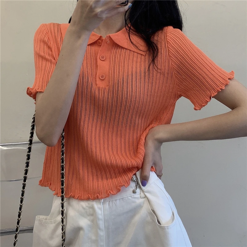 Женская летняя рубашка-поло женские шорты с коротким рукавом белый однотонный