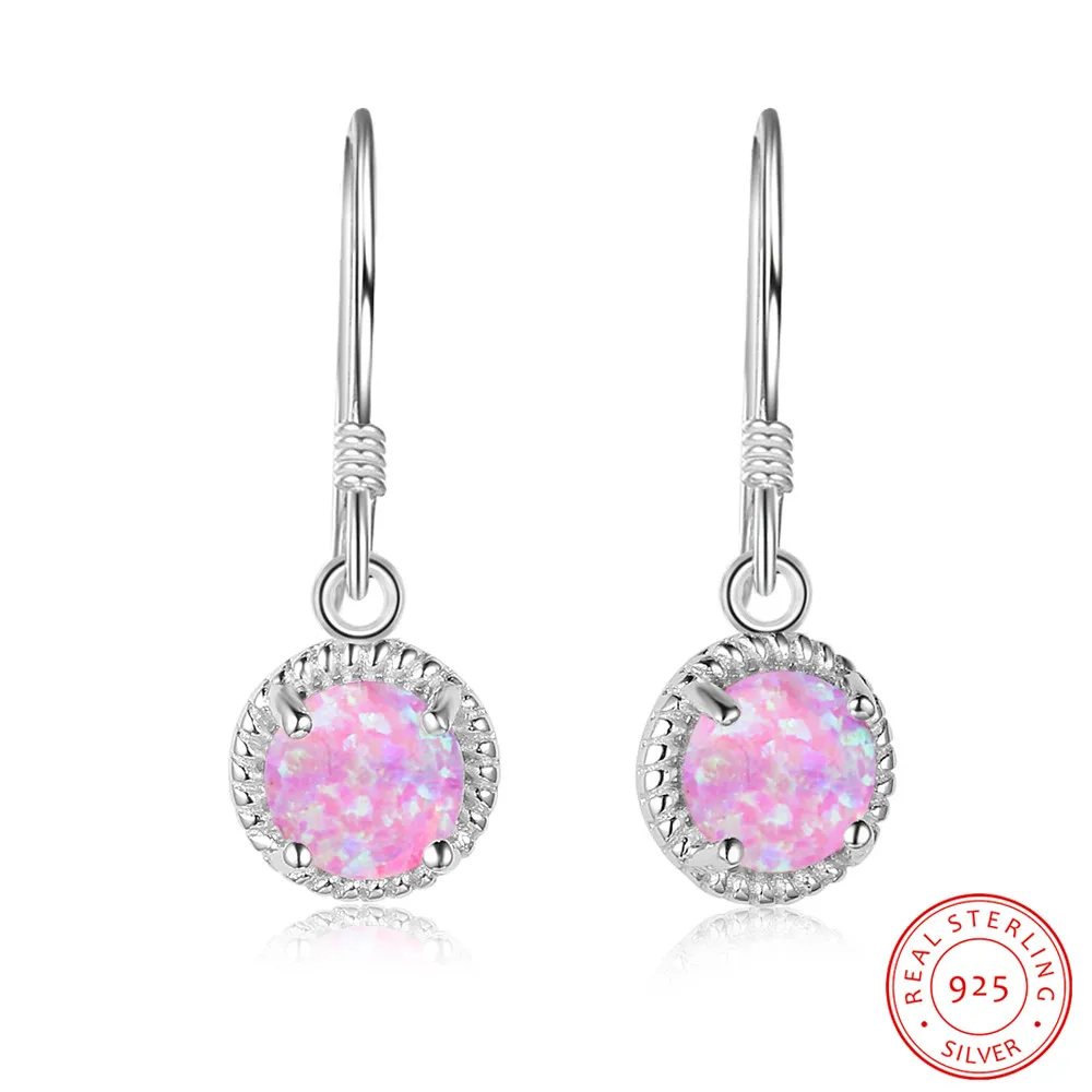 

Pink Opal Drop Earrings 925 Sterling Silver Earrings for Women Cubic Zirconia Dangle Earrings Silver 925 Wedding Jewelry