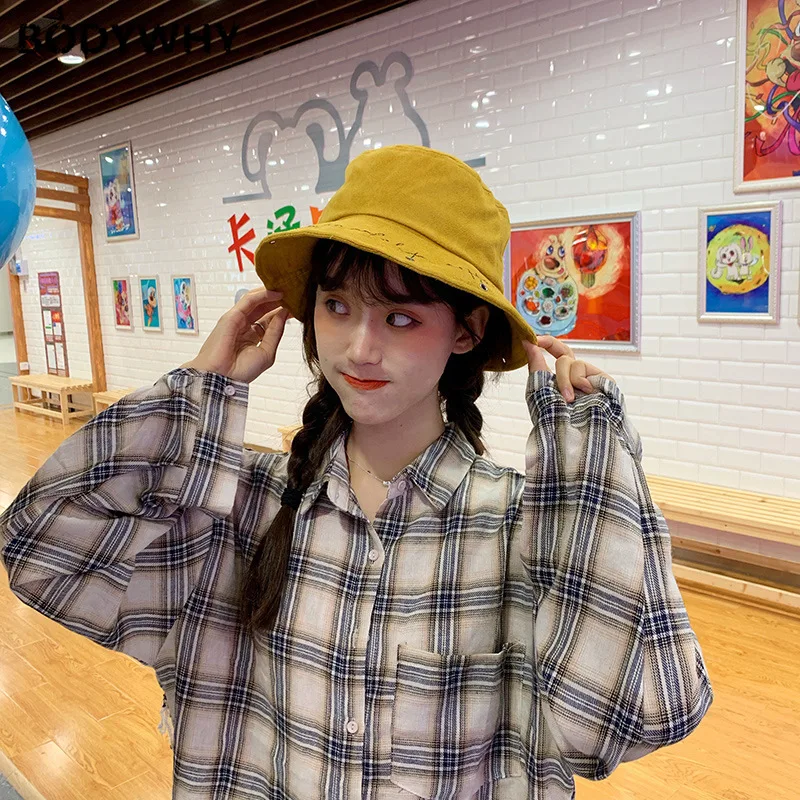 Female Hat Autumn and Winter Japanese Literary Letters Embroidery Fisherman Hat Korean Fashion Personality Fresh Basin Hat Tide