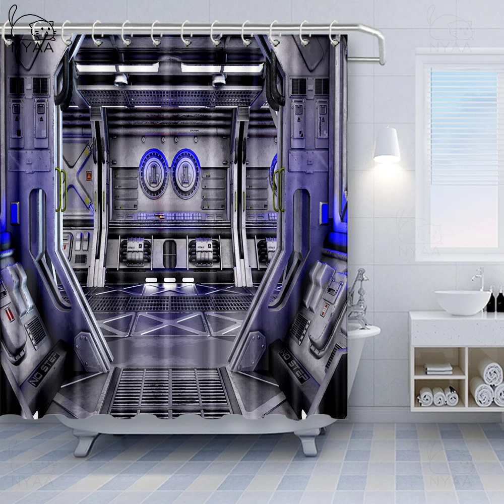 Vixm фантазия занавеска для душа футуристический коридор космического корабля цифровая архитектура Sci Fi
