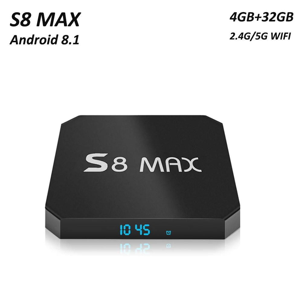 S8 MAX Smart tv Box Android 8 1 RK3328 4 Гб ОЗУ 32 ПЗУ USB 3 0 2 4G и 5G wifi Bluetooth медиаплеер H.265 4K HD
