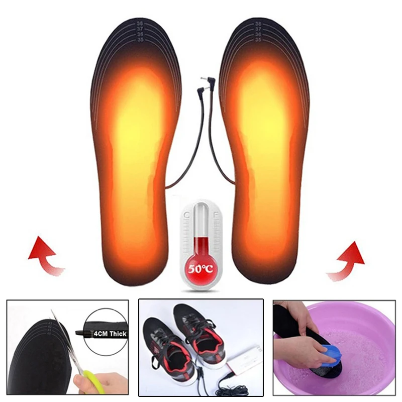 

1 Pair 5V/2A USB Heated Insoles Foot Warming Pad Washable Feet Warmer Sock Pad Mat Winter Heating Shoe Insoles 2Sizes