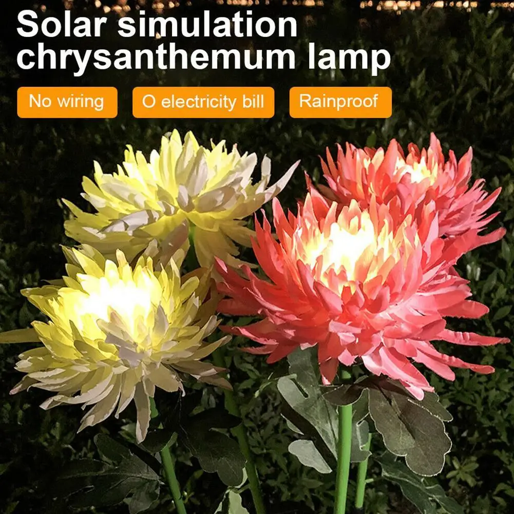 

Artificial Chrysanthemum Simulation Flower 1Pc Led Solar Light Outdoor Waterproof Garden Yard Lawn Lamps Garden Decoration