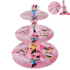 3 яруса тема Минни Мауса подставка для торта для кексов для детей девочек товары для дня рождения украшение картонный торт дисплей