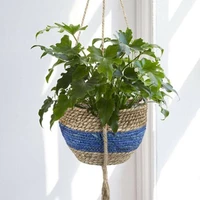 1 pcs natural seagrass hanging flower pot plants hanger basket string hanging rope wall art home garden balcony decoration