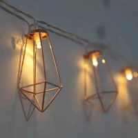 usbbattery 3m5m retro iron metal diamond led garland fairy string outdoor lamp christmas holiday wedding party room decoration