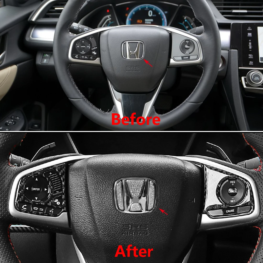 4 шт. Кристалл интерьер рулевого колеса Крышка отделка Подходит для Honda Civic