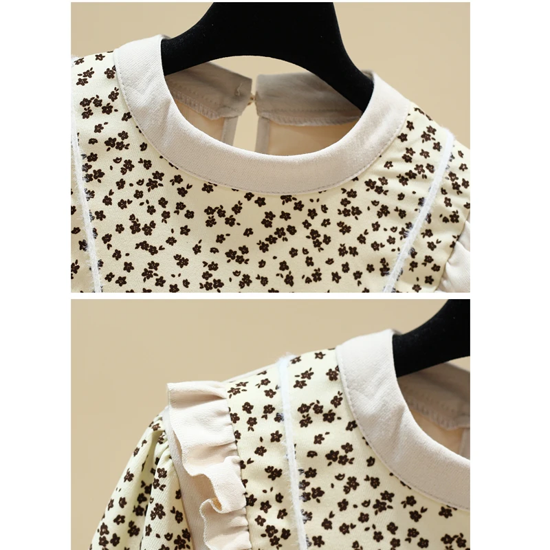 

Women's Shirts 2021 Spring Autumn Office Lady Tops Print Flowers Patchwork Female Blouse Long Sleeve Ruffles Clothing KS602