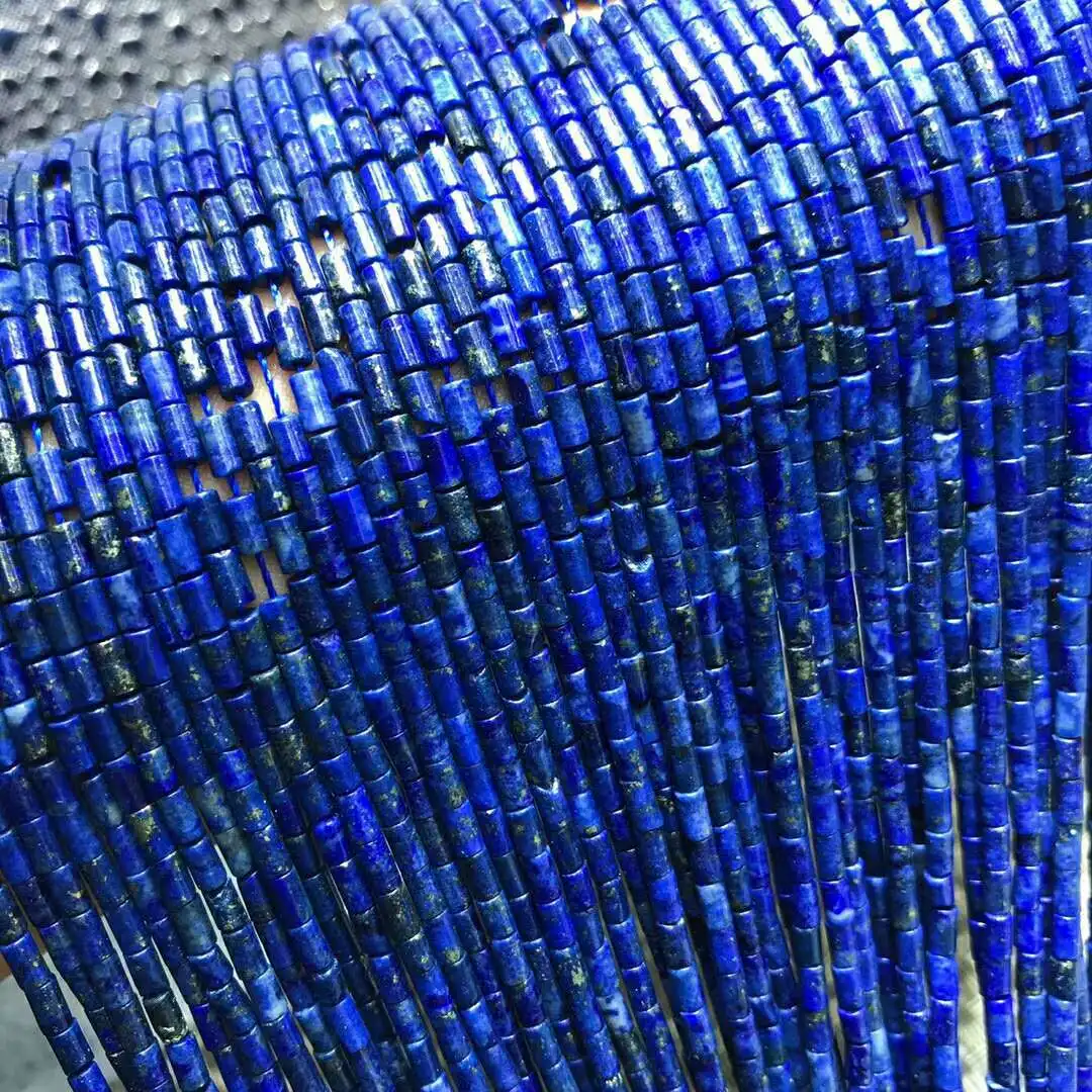 

Natural Stone Lapis Lazuli Tube Beads 2*4mm Semi-finished Small Beaded womend Jewelry Making Necklace DIY Bracelet Parts 39cm