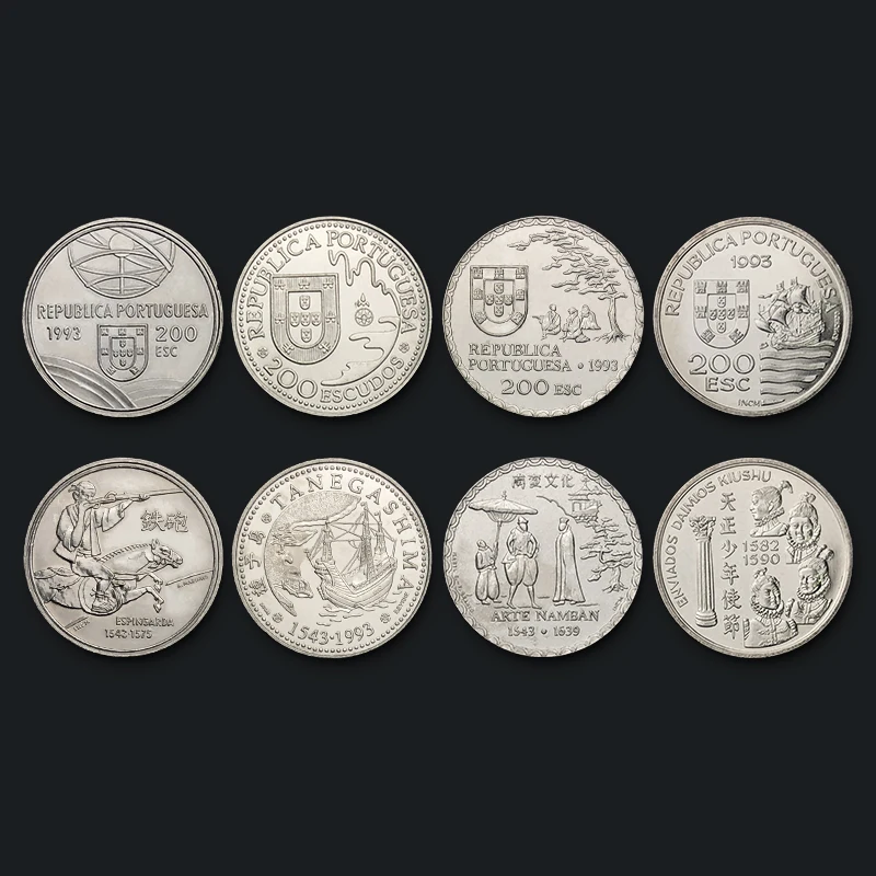 

Set of 4 Portuguese Coins 200 Escudos Great Navigation Commemorative Coin 1993 Real Original Coins Collectibles Authentic Unc