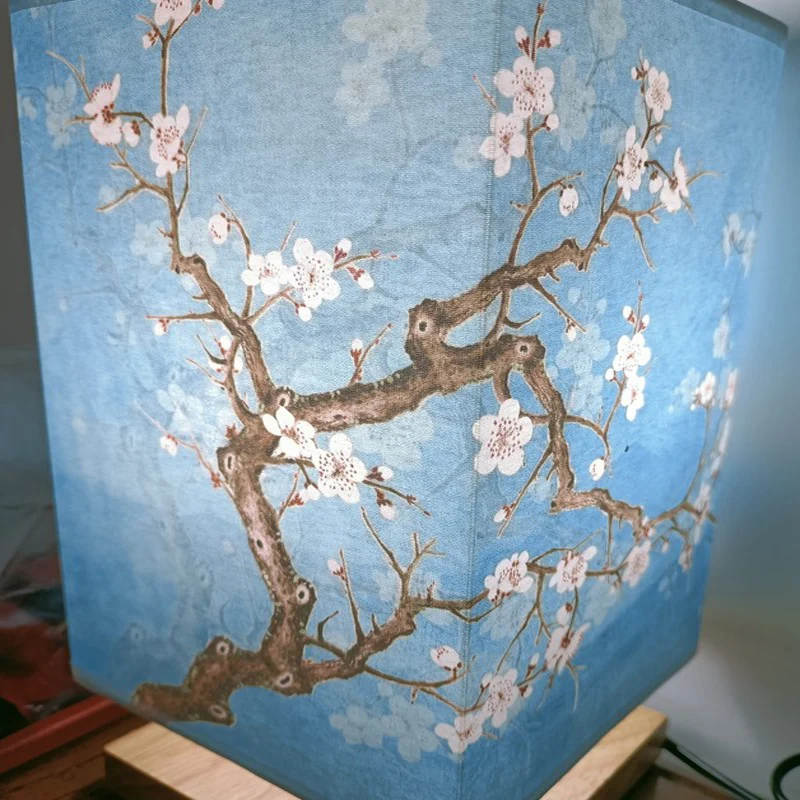 

Retro Bedside Lamp Wood Table Lamp Fabric Lampshades Night Light Chinese Style Simplicity Bedroom Bedside Decoration Night Light