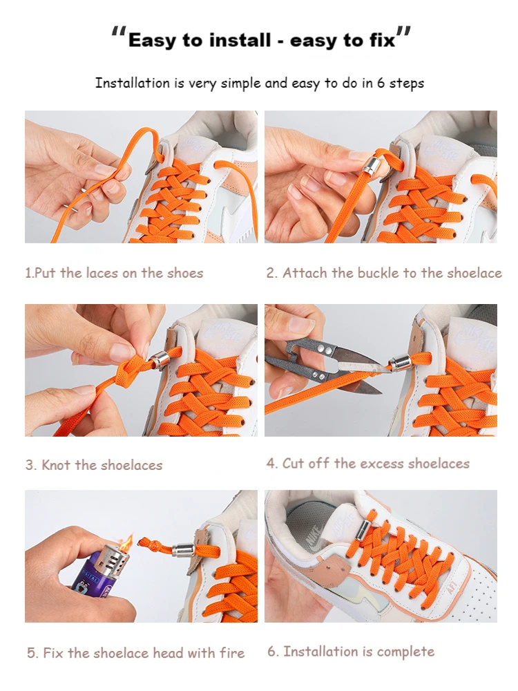 Alloy lock No Tie Shoe laces Flat Shoelaces for Sneakers Elastic Laces without ties Kids Adult Quick lace for Shoes Rubber Bands