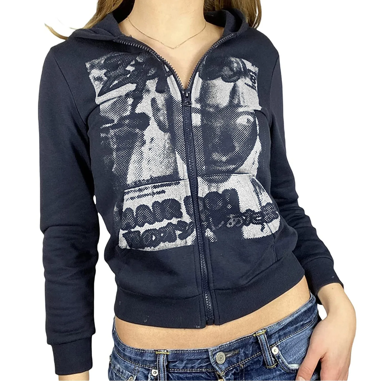 

Женская толстовка с длинным рукавом, на молнии