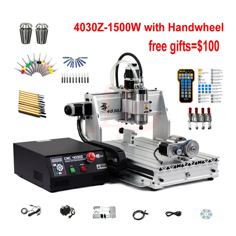 

Mini 4030 cnc router machine 3040 1500W cnc milling machine with handwheel control water-cooled spindle ER11 Wood metal Carving