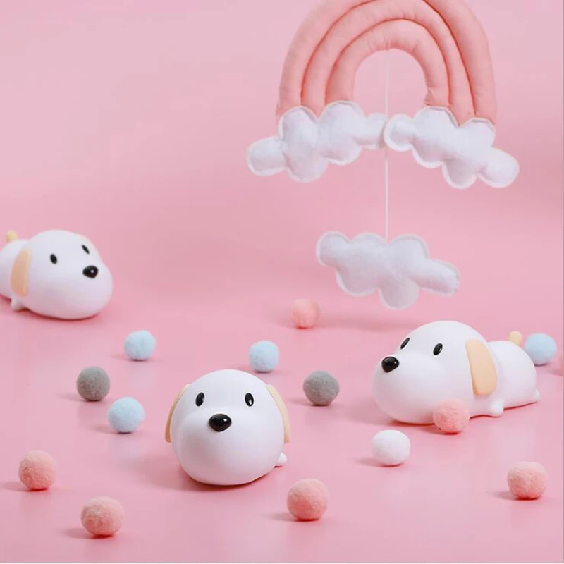 

LED Night Light Silicone Dog Touch Sensor Dimmable Timer Puppy Lamp USB Rechargeable Bedroom Bedside Lamp for Children Kids Baby
