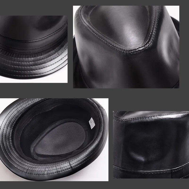 Мужская шляпа из искусственной кожи в стиле панк классическая лакированной для