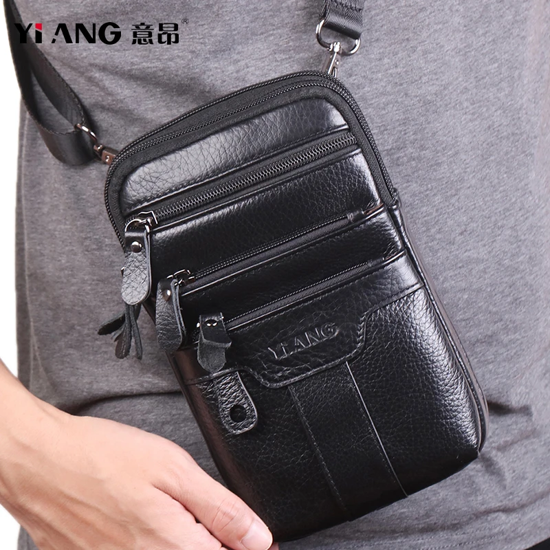 Фирменные мужские мини сумки через плечо из натуральной кожи маленький