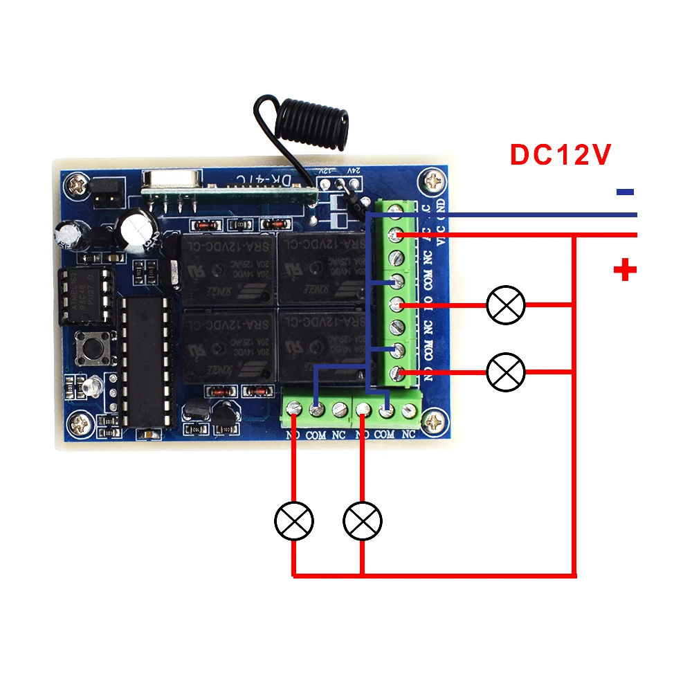 DC 12V 4CH релейный модуль приемника + 4-канальный 1527 обучающий код Радиочастотный