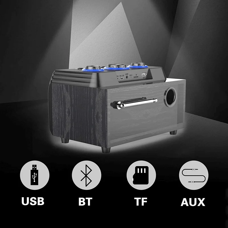 

Bluetooth Speakers Party Lights Loud Portable Wireless Desktop Speaker Subwoofer Stereo Sound Deep Bass FM Radio Alarm Clock