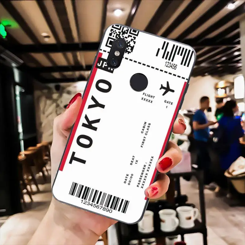 

Airplane Ticket Phone Case For Redmi 9A 8A 7 6 6A Note 9 8 8T Pro Max Redmi 9 K20 K30 Pro Black Silicone Soft TPU Case