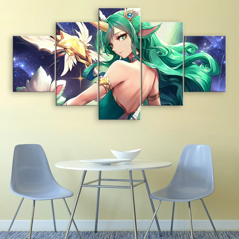 5 шт. Настенный декор звезда холст картина Guardian Soraka настенное Искусство Плакат Лига Легенд Современная печатная игра картины произведение искусства