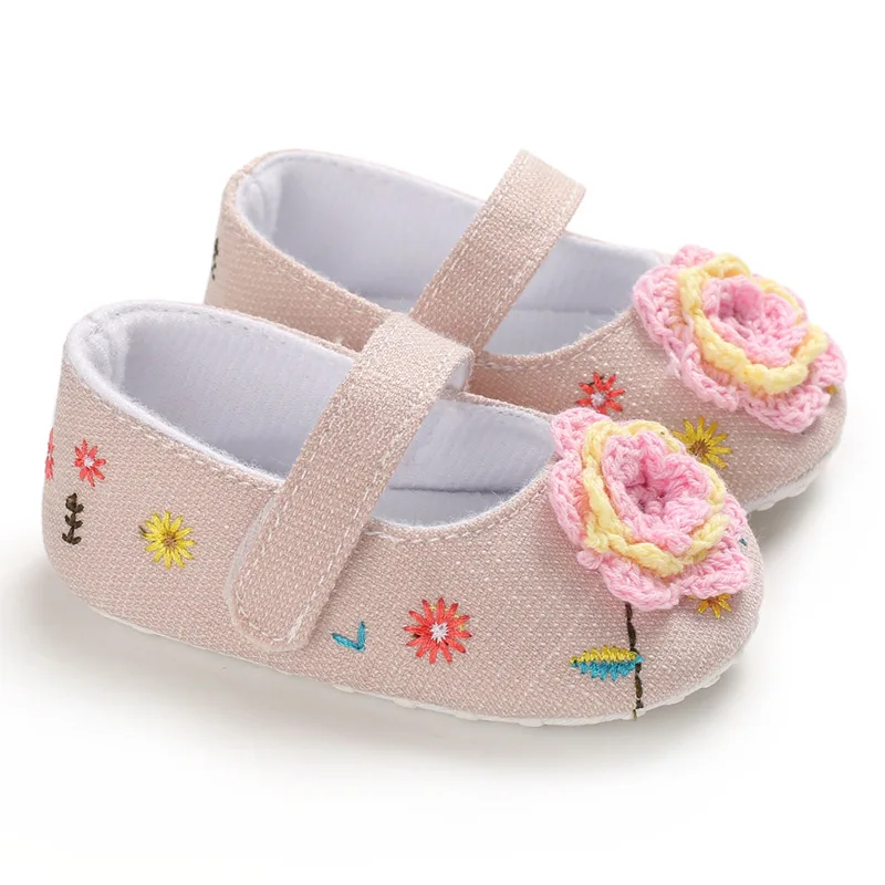 

First Walkers cotton soft solid toddler shoes new born Flower Princess shoes bow baby shoes girls with Headwear Party Girl shoes